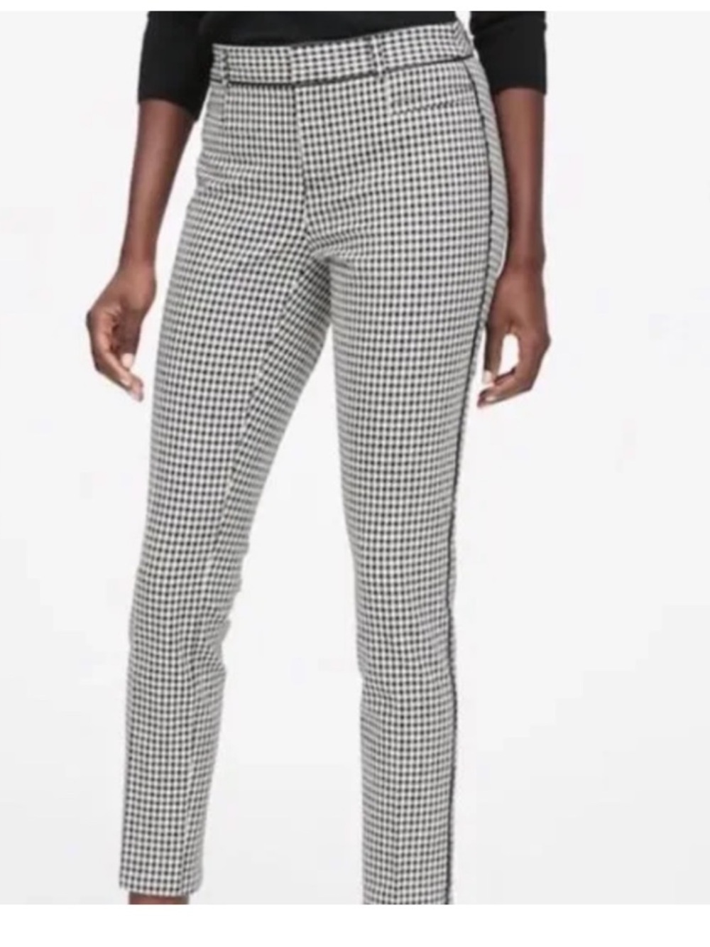 Banana Republic Black & White Houndstooth Straight-Leg Pants